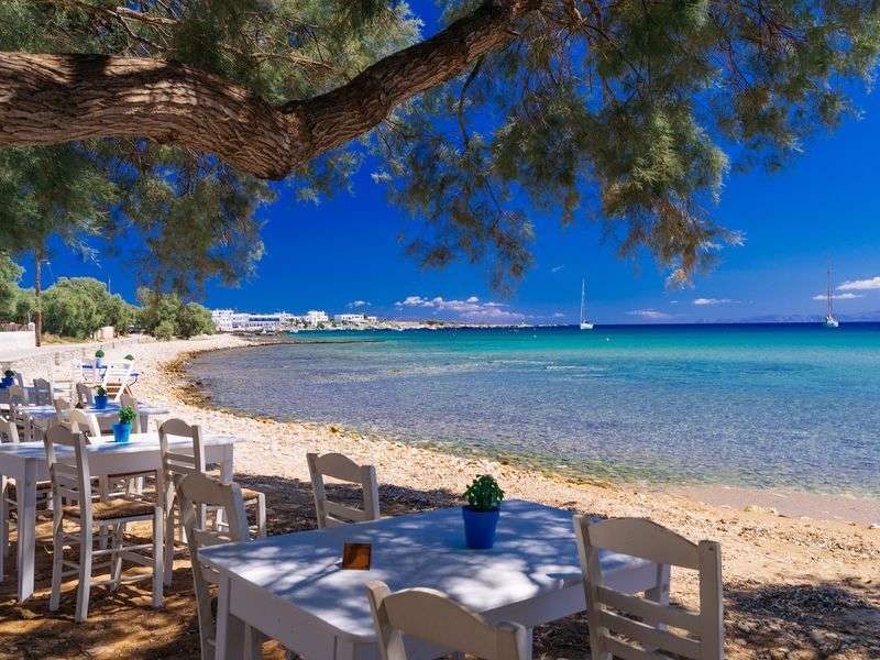 Sea Coast Of Greek Island Paros In the Mediterranean Sea Of Aegea